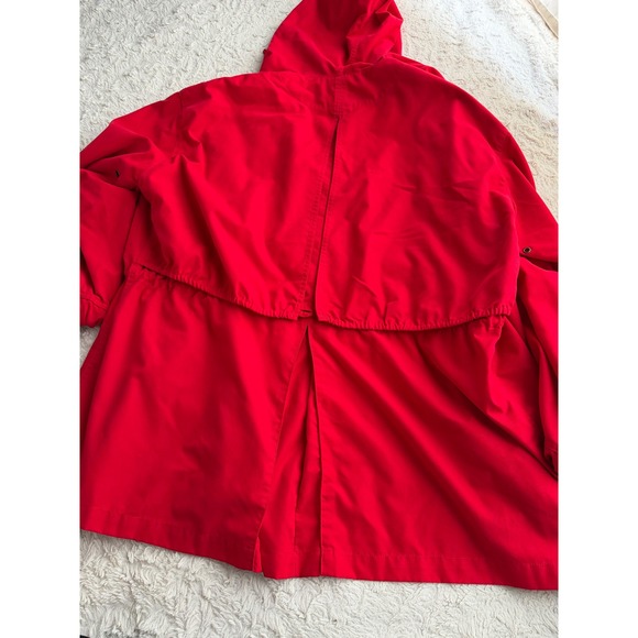 Nordstrom Vintage 90s Red Hooded Drawstring Waist Anorak Rain Jacket Hood S - Picture 14 of 17